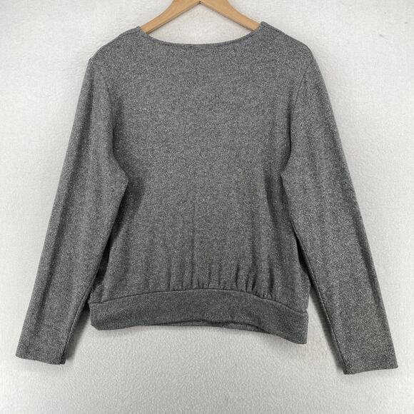 MICHAEL STARS Top L Knit Claudine Convertible Surplice Sparkle Madison Gray USA - Picture 2 of 10